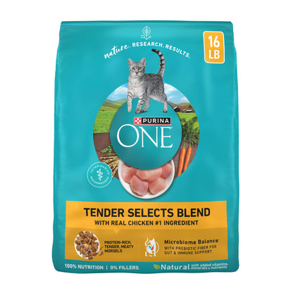 HOTPurina ONE Natural Dry Cat Food, Tender Selects Blend With Real Chicken - 7 lb. Bag