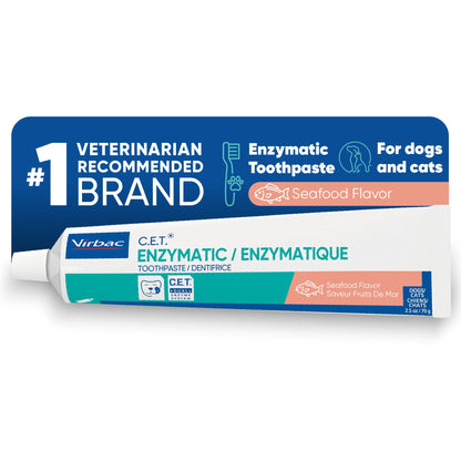 HOTC.E.T. Enzymatic Toothpaste for Dogs and Cats, Poultry, 2.5oz | Plaque and tartar control for fresh breath, pet dental care toothpaste, Dual enzyme system, poultry flavored toothpaste