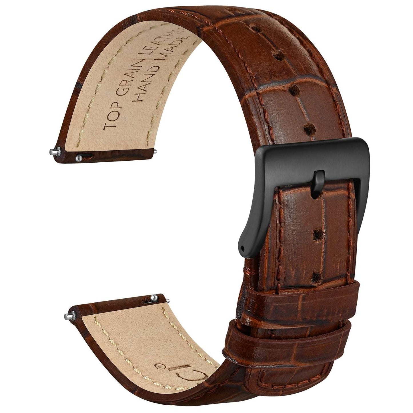 HOTWOCCI Watch Bands, Top Grain Leather, Embossed Alligator Grain, Quick Release, Band Width 18mm 20mm 22mm
