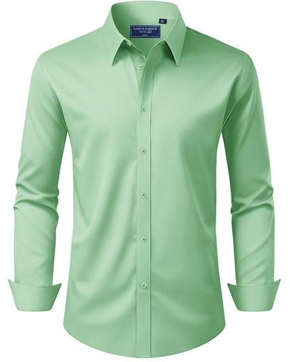 HOTAlimens & Gentle Men's Dress Shirt Regular Fit Stretch Stain Shield Long Sleeve Solid Business Wedding Button Down Shirts