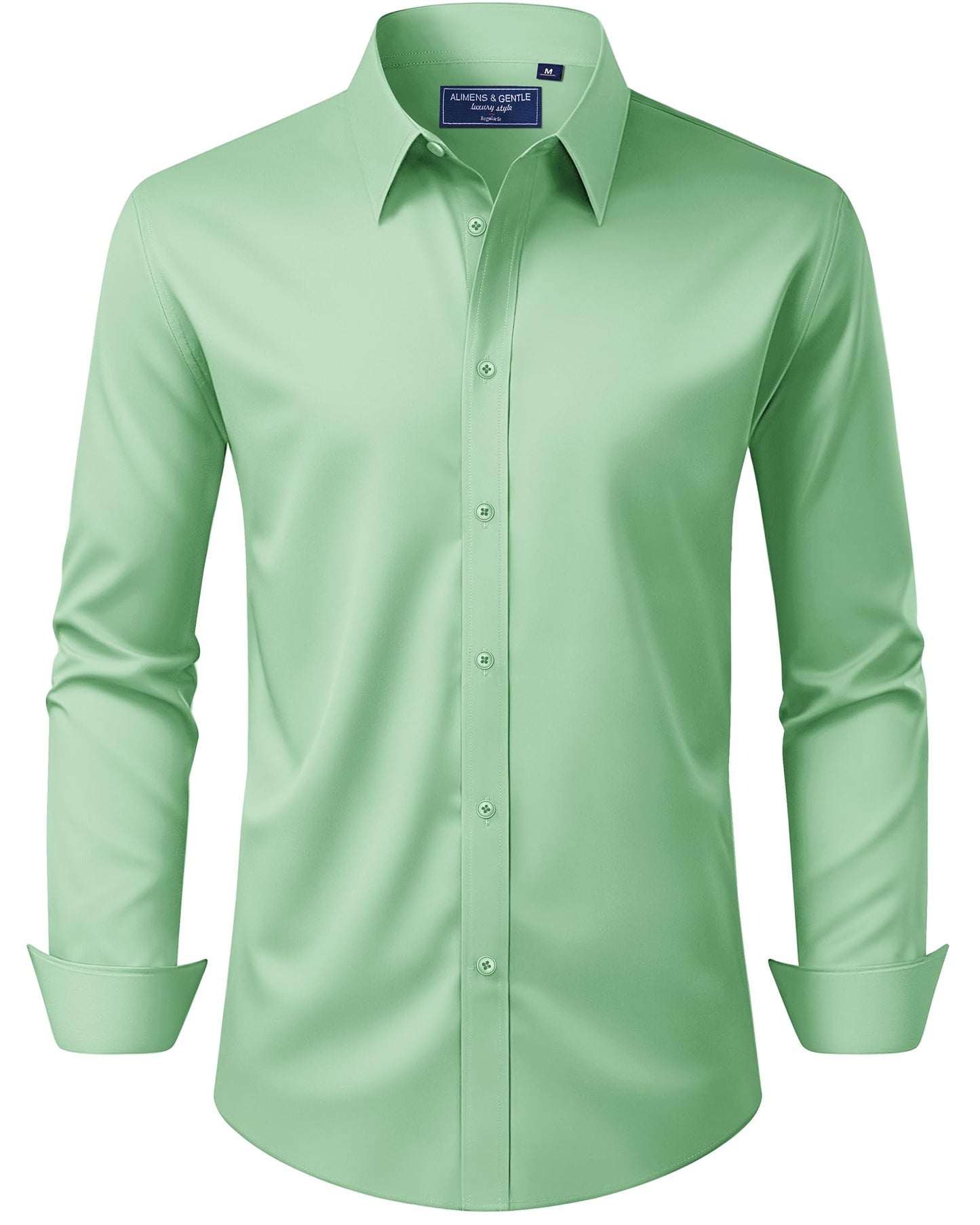 HOTAlimens & Gentle Men's Dress Shirt Regular Fit Stretch Stain Shield Long Sleeve Solid Business Wedding Button Down Shirts