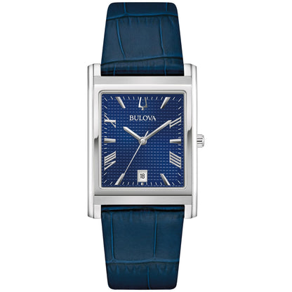 HOTBulova Men's Classic Sutton 3-Hand Calendar Quartz Leather Strap, Patterned Dial, Sapphire Crystal, 29 x 41mm