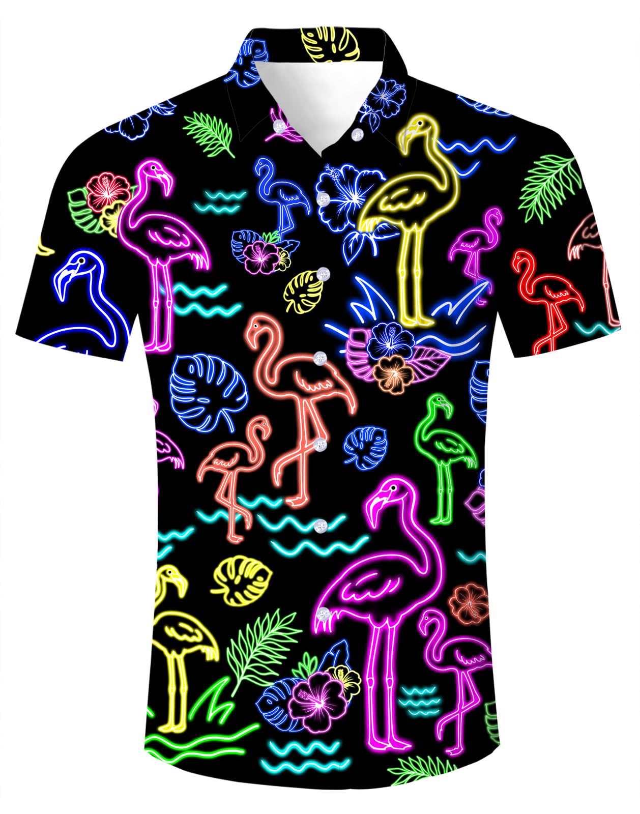 HOTFanient Mens Hawaiian Shirt Summer 3D Print Casual Short Sleeve Button Down Graphic Aloha Dress Shirts