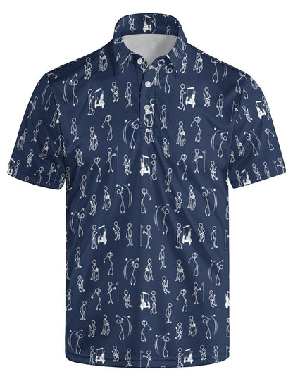 HOTGolf Polo Shirts for Men Funny Print Quick Dry Short Sleeve Performance Golf Shirts Moisture Wicking Polo Shirts