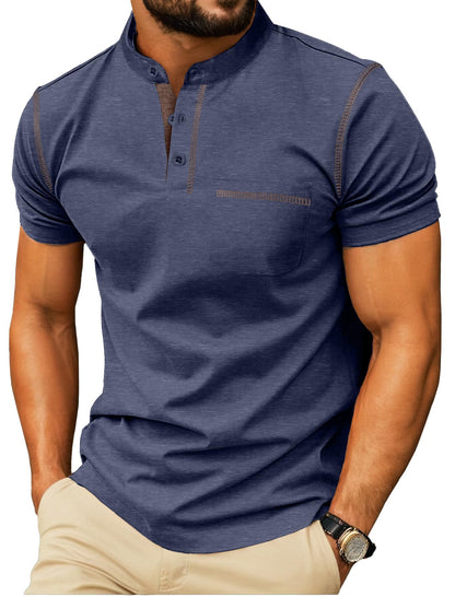 HOTSailwind Mens Henley Shirts Short Sleeve Summer Casual Classic Cotton T Shirts Pocket Button Shirt
