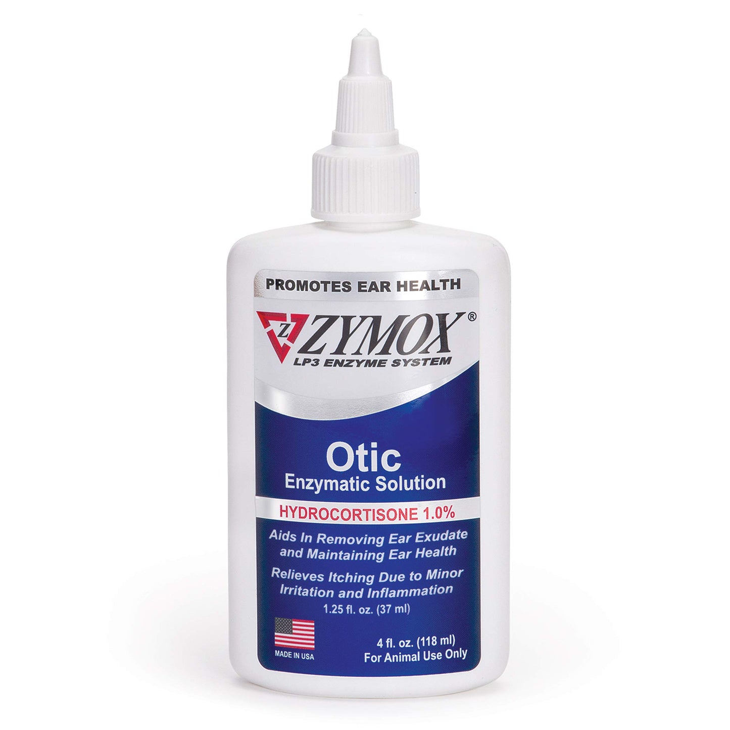 HOTZymox Otic Enzymatic Solution for Dogs and Cats to Soothe Ear Infections with 1% Hydrocortisone for Itch Relief, 1.25oz | with 1% Hydrocortisone for Itch Relief, 1.25oz