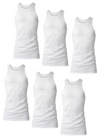 HOTHanes Men’s Tall 100% Cotton Ribbed Tank Tagless Undershirts, Multipack