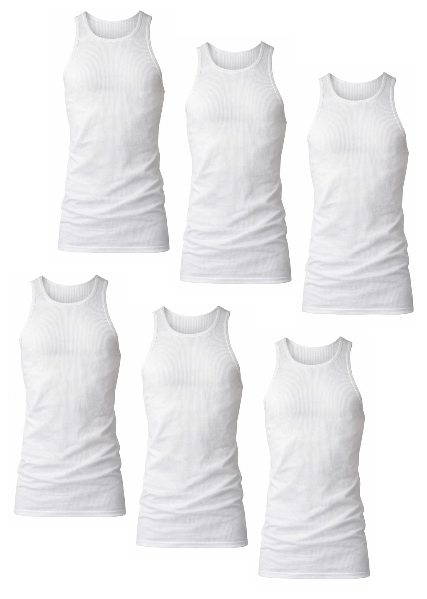 HOTHanes Men’s Tall 100% Cotton Ribbed Tank Tagless Undershirts, Multipack