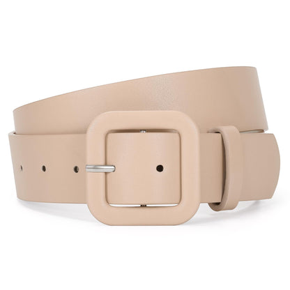 HOTWHIPPY Women Leather Belt Candy Color Fashion Square Buckle Belt Ladies Belt for Jeans Pants Dresses