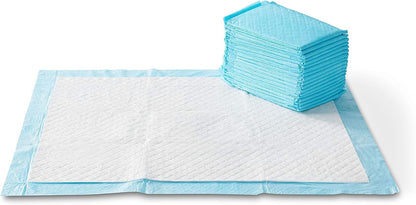 HOTAmazon Basics X-Large Heavy Duty Absorbent Puppy Potty Pads, Leak-Proof, Quick-Dry, Super Absorbent Gel Technology for Dog Training, 28 x 34 Inches, Blue & White, Pack of 50