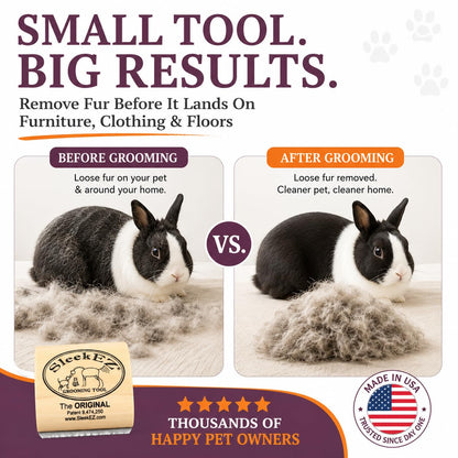 HOTSleekEZ Cat Brush for Shedding - Deshedding Brush for Cats - Patented Grooming Tool for Removing Loose Fur, Undercoat & Hair - Made in USA - Works on Short, Medium & Long Coats