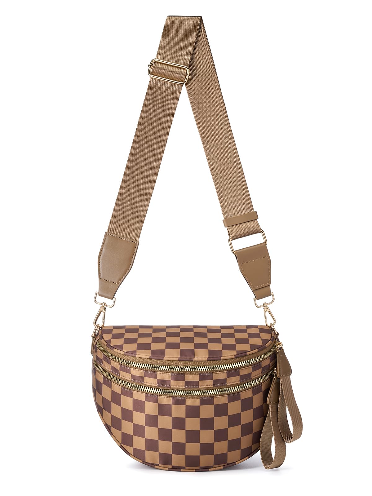 HOTBlack and White Checkered Crossbody Bag Bum Bag for Women,Spacious Checkered Purse Fanny Packs Belt Bag