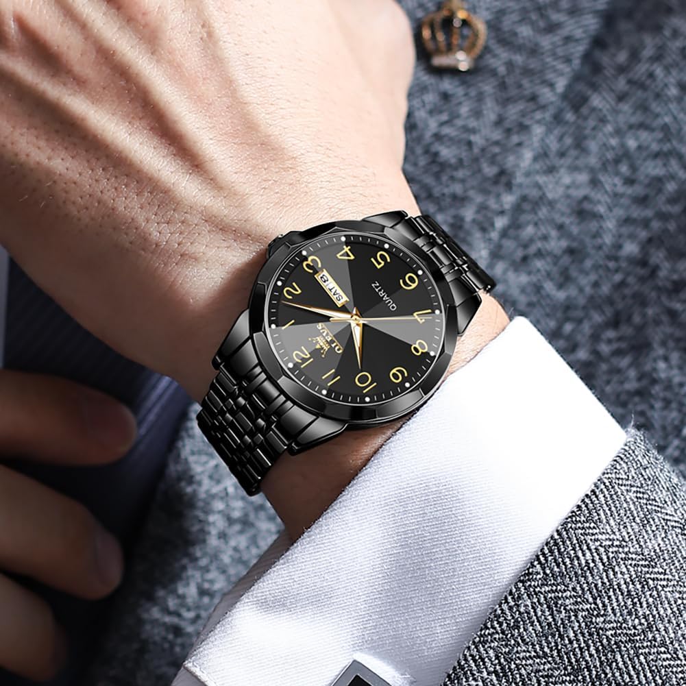 HOTOLEVS Watch for Men Simple Business Dress Analog Stainless Steel Waterproof Luminous Date Easy Read Men Wrsit Watch