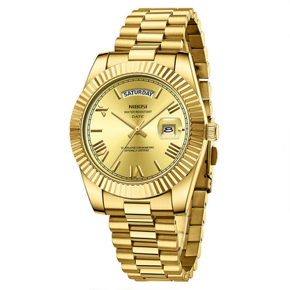 HOTNIBOSI Men Watches Analog Quartz Stainless Steel Rose Gold Silver Watches for Men Waterproof Business Classic Desiger Wrist Watch with Day Date