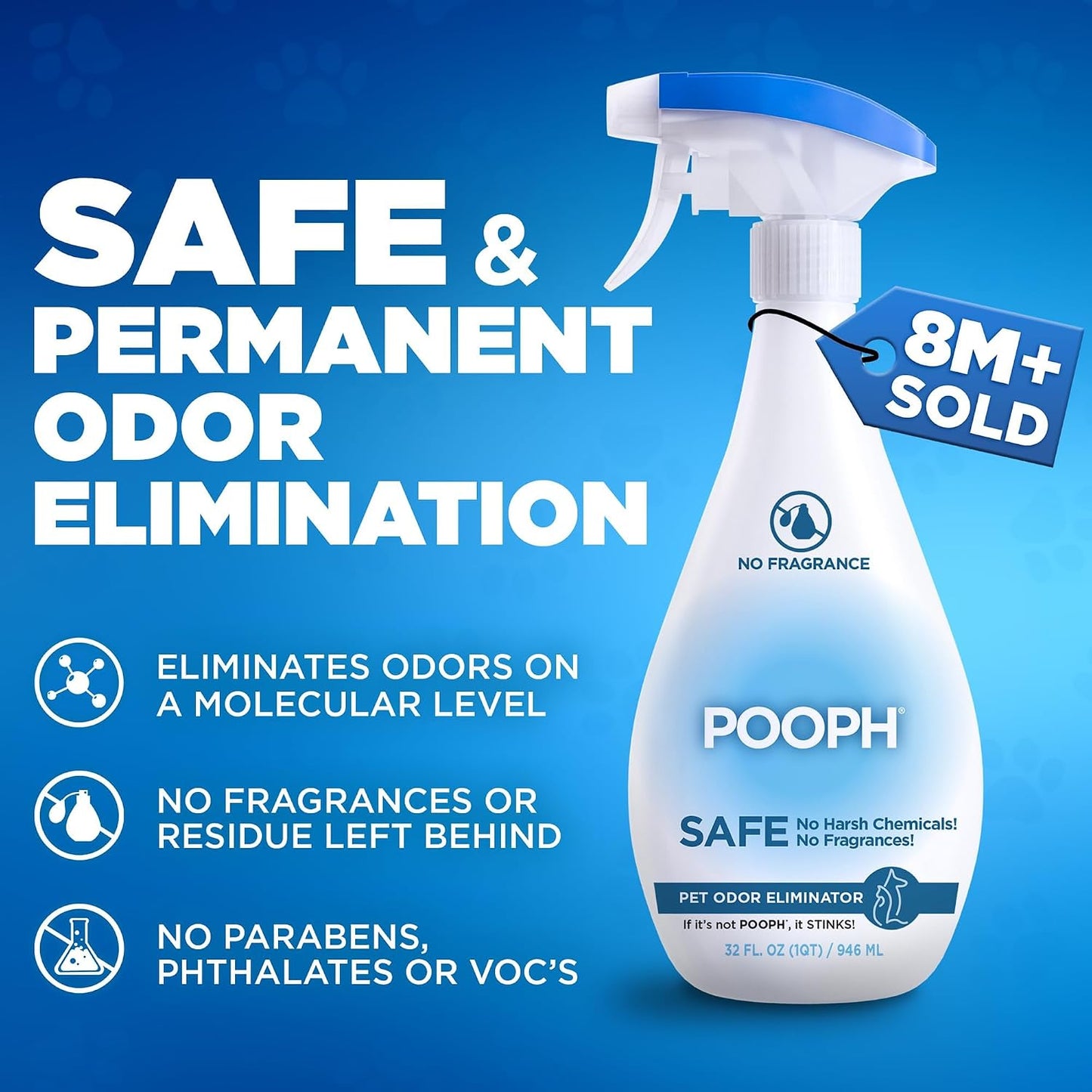 HOTPooph Pet Odor Eliminator, 32oz - Eliminates Odors at the Molecular Level, Dogs, Cats, Freshener, Eliminator, Urine, Poop, Pee, Deodorizer, Nature’s, Puppy, Fresh, Clean, Furniture, Potty