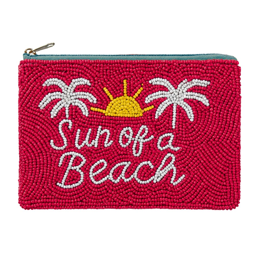 HOTBeaded Coin Purse Change Zipper Pouch Wallet Tacos & Tequila | Handmade Beadwork, Compact Organizer, Cash Holder, Card Storage, Makeup Pouch, Giftable Accessory, Everyday Carry
