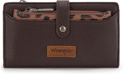 HOTMontana West X Wrangler Wallet Women Bifold Wallets, Card Cases & Money Organizers Leopard Print Credit Card Wallet Ladies Female Western Wallets with RFID Lining and Coin Purse