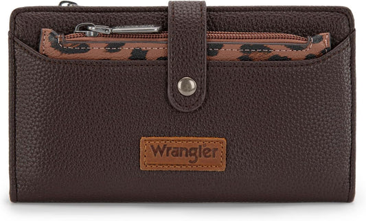 HOTMontana West X Wrangler Wallet Women Bifold Wallets, Card Cases & Money Organizers Leopard Print Credit Card Wallet Ladies Female Western Wallets with RFID Lining and Coin Purse