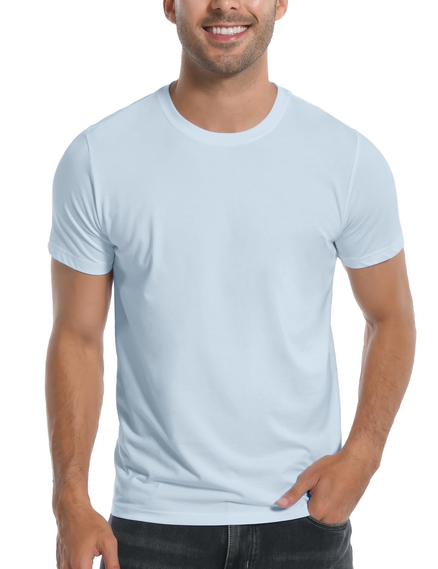 HOTPioneer Camp Mens Bamboo Shirts Ultra Soft Plain Tshirts for Men Cooling Crew Neck Casual Basic Tee Shirt Undershirt