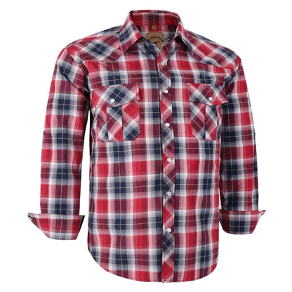 HOTCOEVALS CLUB Men's Western Pearl Snap Button Up Casual Cowboy Long Sleeve Two Pockets Work Shirts