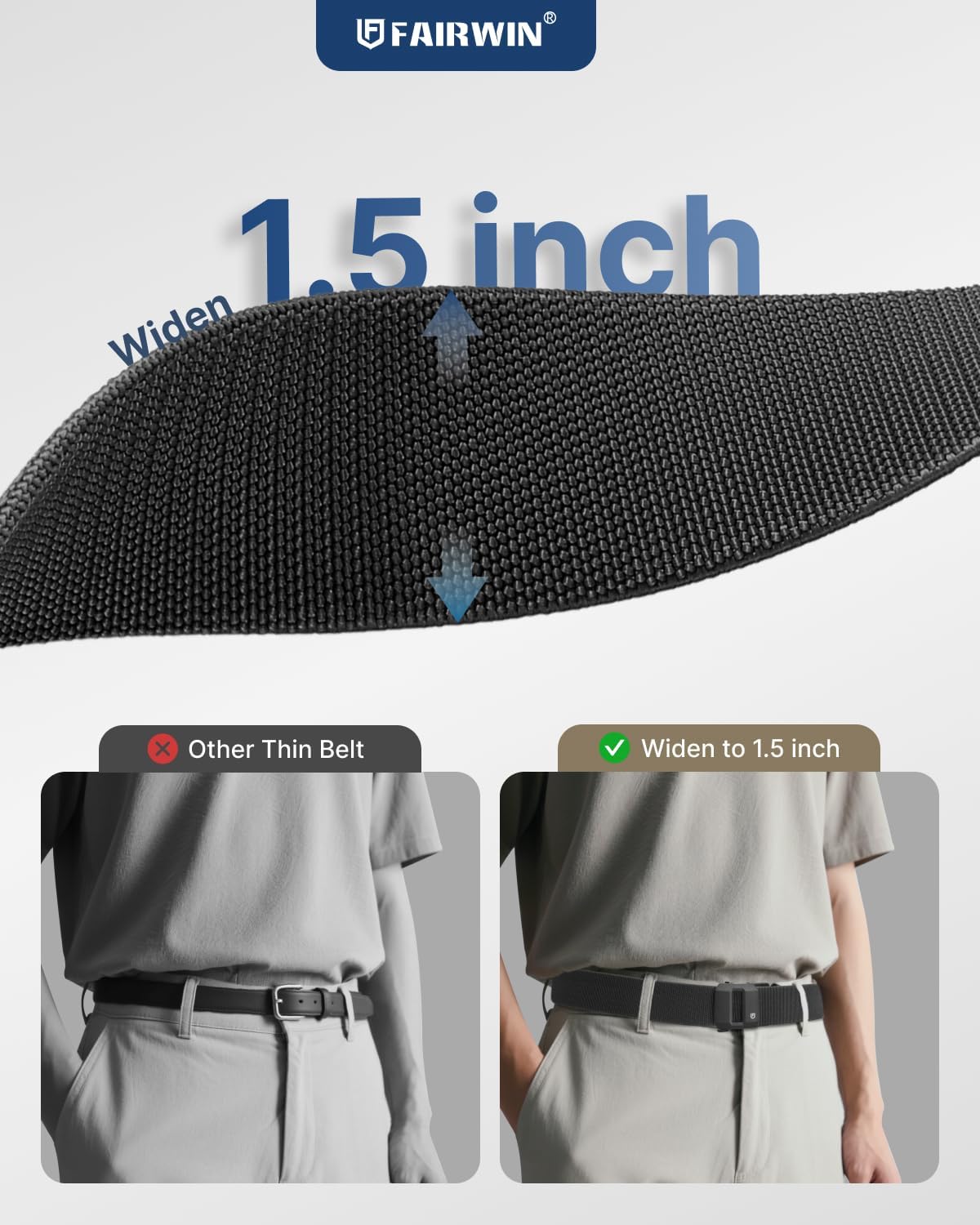 HOTFAIRWIN Ratchet Belt Men - Tactical Stretch Nylon Web Work Belts, Gift for Casual Jeans, Pants, Golf, and Everyday Use