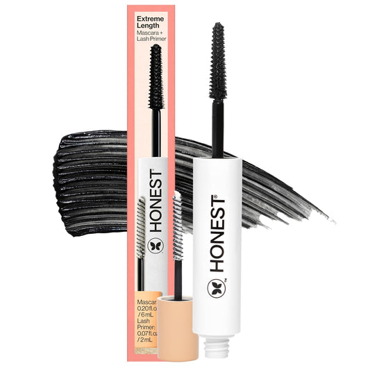 HOTHonest Beauty 2-in-1 Extreme Length Clean Mascara + Lash Primer | Lengthening + Volumizing | Cruelty Free + Safe for Sensitive Eyes | Black, .27 fl oz