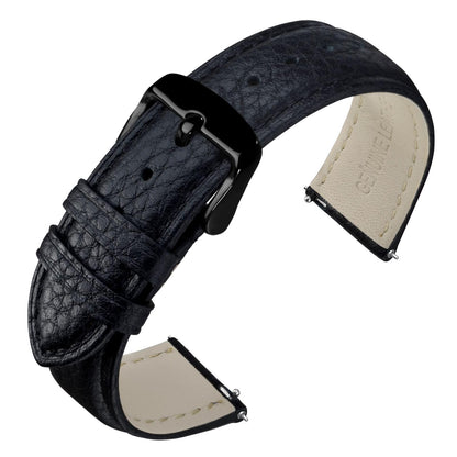 HOTANNEFIT Watch Band 18mm, Quick Release Textured Padded Leather Straps with Gold Buckle for Men and Women (Black)