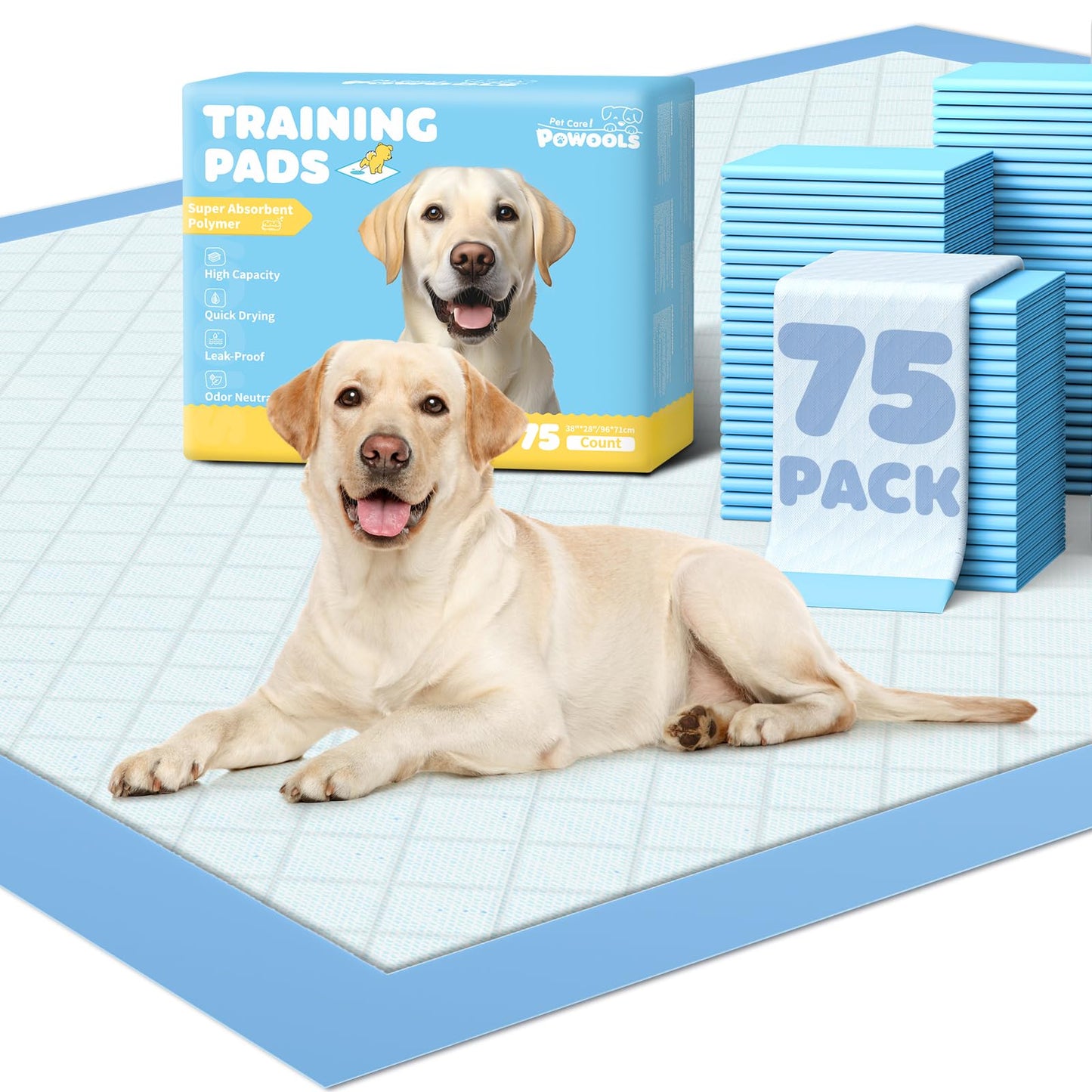 HOTPowools 100-Pack X-Large Puppy Pads - 34'' x 28'' Pee Pads for Dogs Potty Training with Leak-Proof Quick-Dry Design, 6-Layer Wee Wee Pads for Dogs, Blue