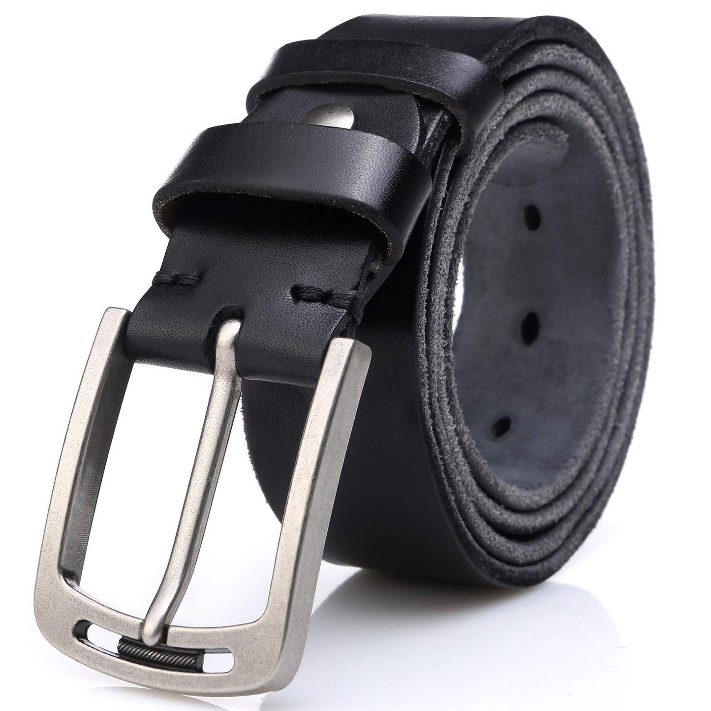 HOTKEECOW Men's 100% Italian Cow Leather Belt Men With Anti-Scratch Buckle,Packed in a Box