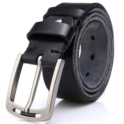 HOTKEECOW Men's 100% Italian Cow Leather Belt Men With Anti-Scratch Buckle,Packed in a Box