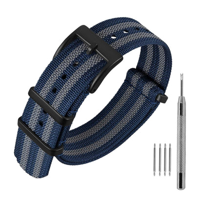 HOTANNEFIT Nylon Watch Band 16mm 18mm 20mm 22mm, One-Piece Waterproof Military Watch Straps with Heavy Buckle