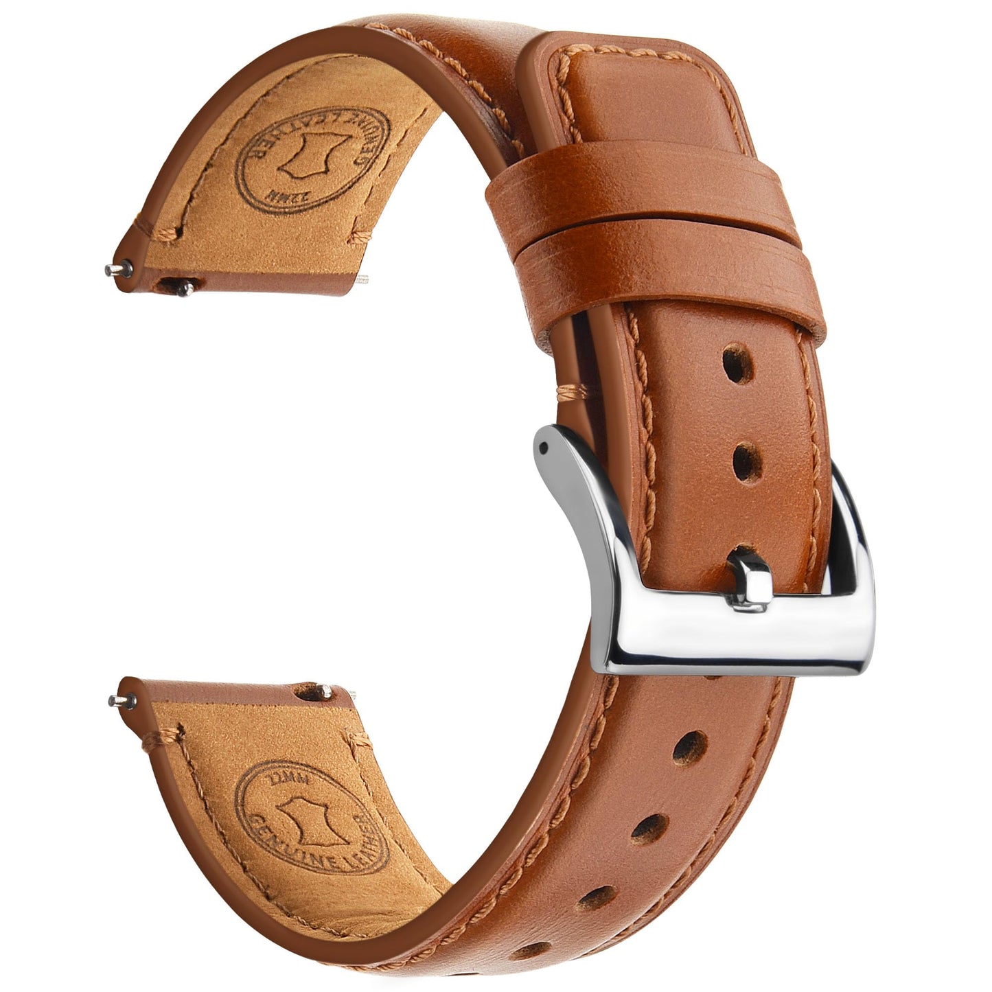 HOTFullmosa Leather Watch Bands for Men, 18mm 19mm 20mm 21mm 22mm 24mm 26mm Quick Release Watch Bands Strap - Burnished Band Vintage Wristband with Stainless Steel Metal Clasp