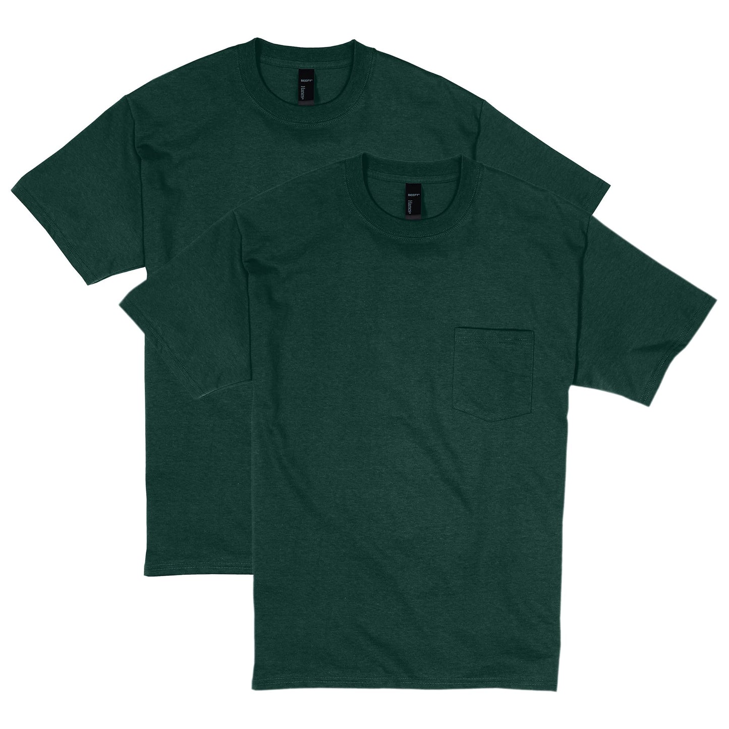 HOTHanes Men's Beefy-t Pocket, Heavyweight Cotton Pocket Tee for Men, Full-Cut T-Shirt, 1 Or 2 Pack