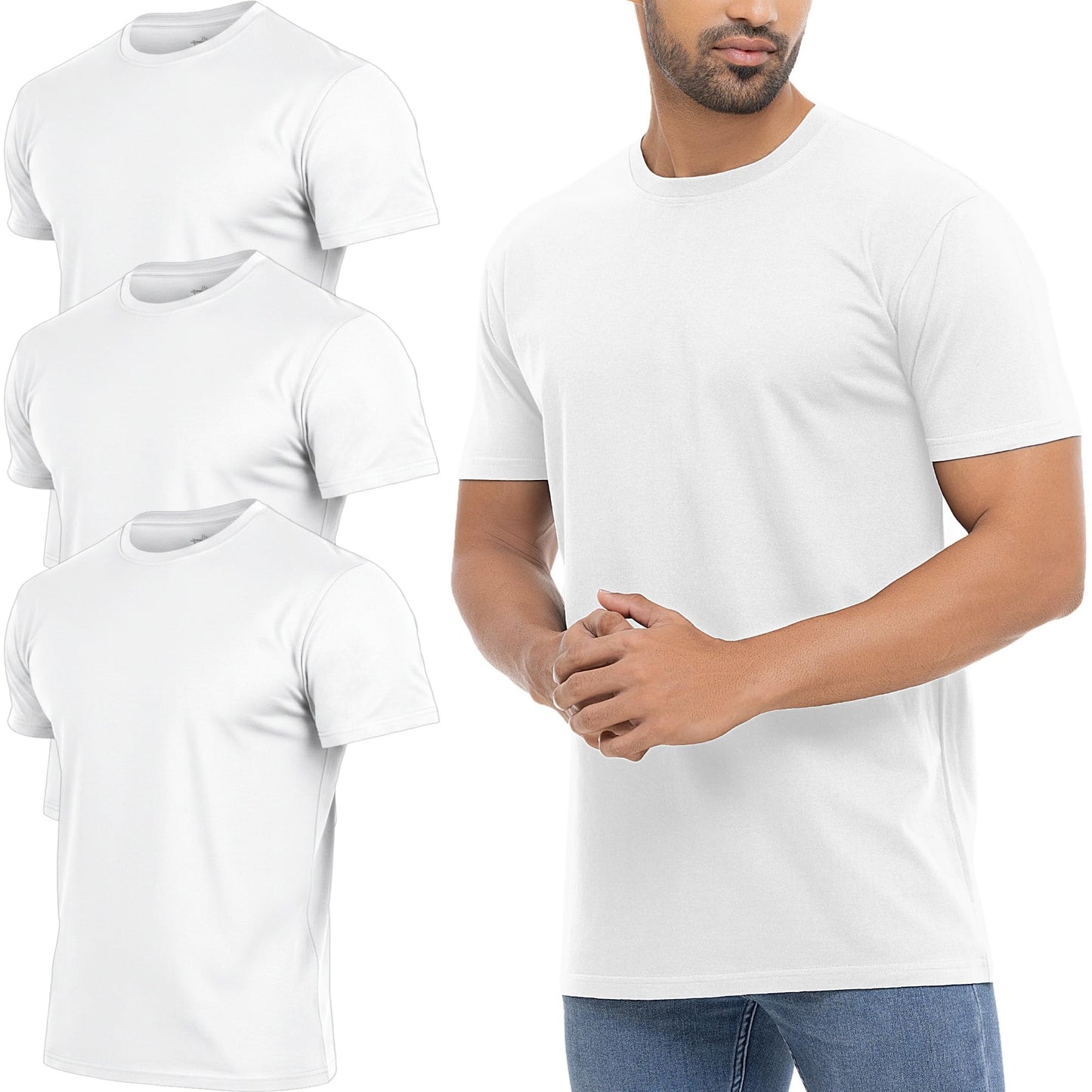 HOTMens T-Shirts Multipack 100% Cotton Crew Neck Shirt Short Sleeve Regular Shirts for Man Plain Men's Tee Gifts Packs