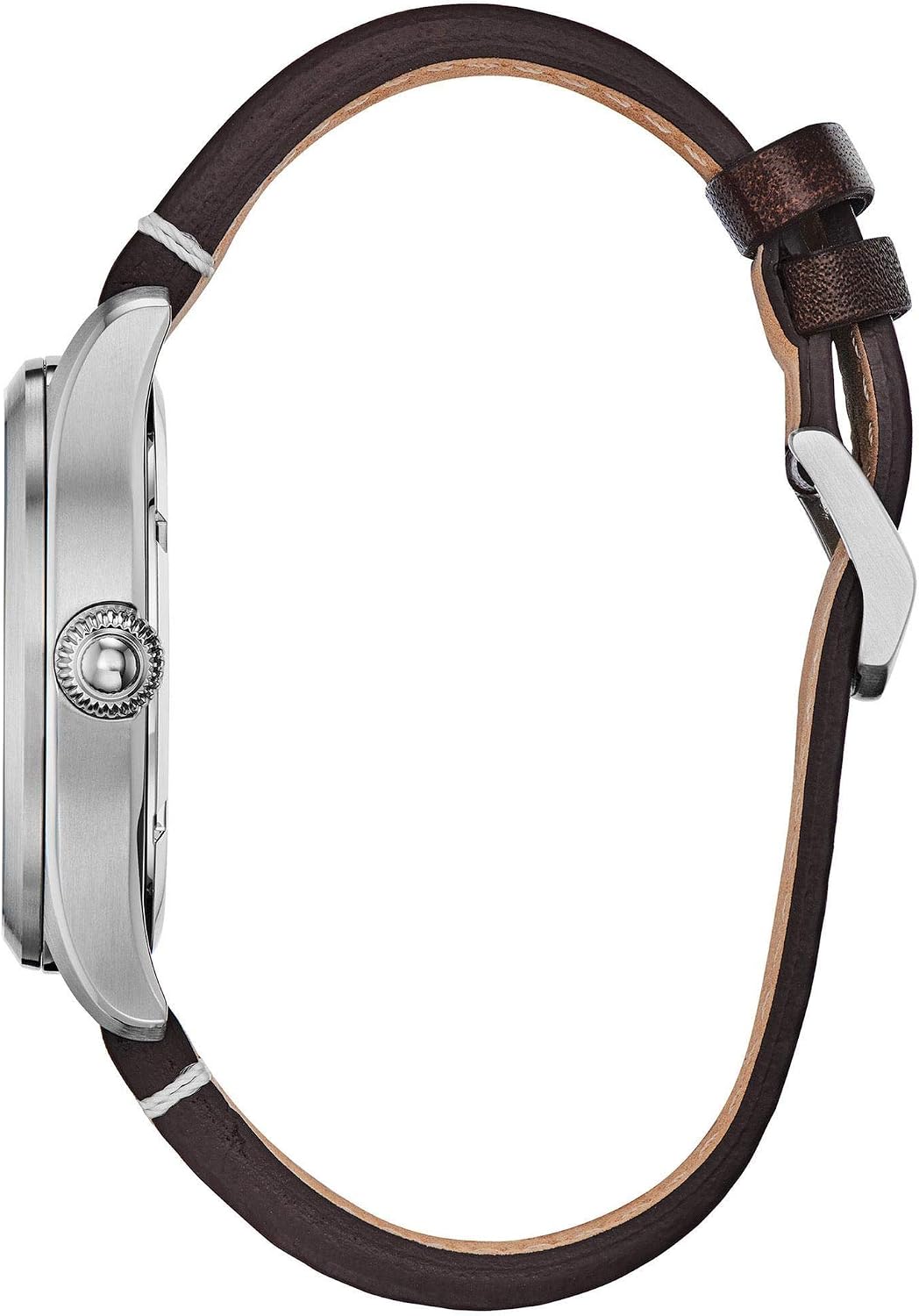 HOTCitizen Men's Sport Casual Garrison 3-Hand Date Eco-Drive Leather Strap Watch, Arabic Markers, Stainless Steel, Field Watch