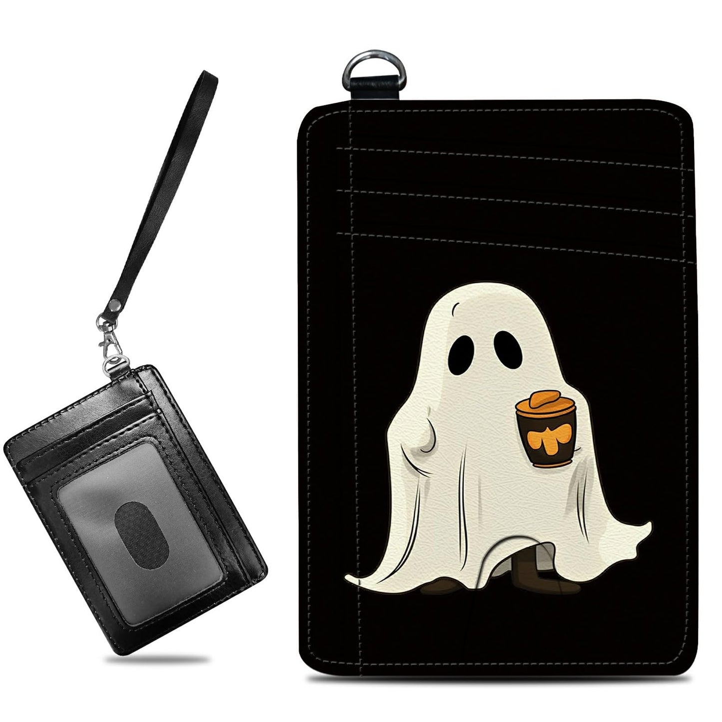 HOTCute Credit Card Holder with Zipper, Crow Skull RFID-Blocking Card Case Small Wallet for Women Men, Multi-slot Card Organizer Case Travel Accordion Wallet