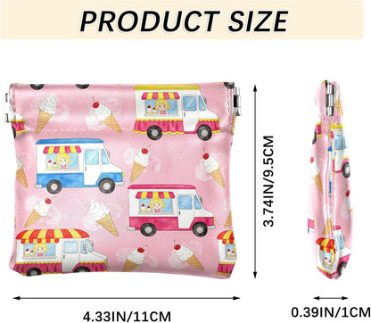 HOTPink Ice Cream Truck Summer Women's Leather Coin Purse Wallet Fancy Mini Change Wallet Coin Pocket for Men Women Travel monederos pequenos de mujer