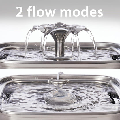 HOTVeken Innovation Award Winner Stainless Steel Cat Water Fountain, 108oz/3.2L Automatic Pet Fountain Dog Water Dispenser with 3 Replacement Filters & Silicone Mat, Gifts for Cats, Dogs (Silver)