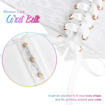 HOTBODIY Women Lace Corset Belts Elastic Cinch Belt Tied Waspie Wide Waist Bustiers for Dress