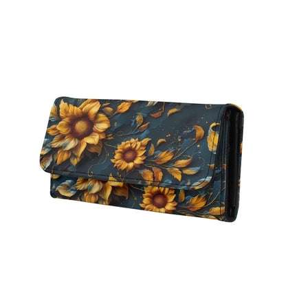 HOTLotus Mandala Women PU Leather Tri-fold Wallets Black And White Sketch Flower Zipper Pocket Buckle Money Manager Starry Sky Tall Billfold Secretary Cash Wallet