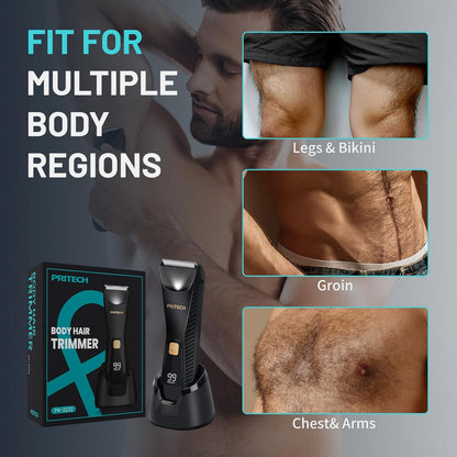 HOTPRITECH Manscape Body Hair Trimmer - Waterproof Pubic Hair Ball Trimmer, Ceramic Blade Shavers Electric Razors for Men with USB-C Charging, Wet/Dry Use, Nick-Free Mens Grooming Kits, Gifts for Men