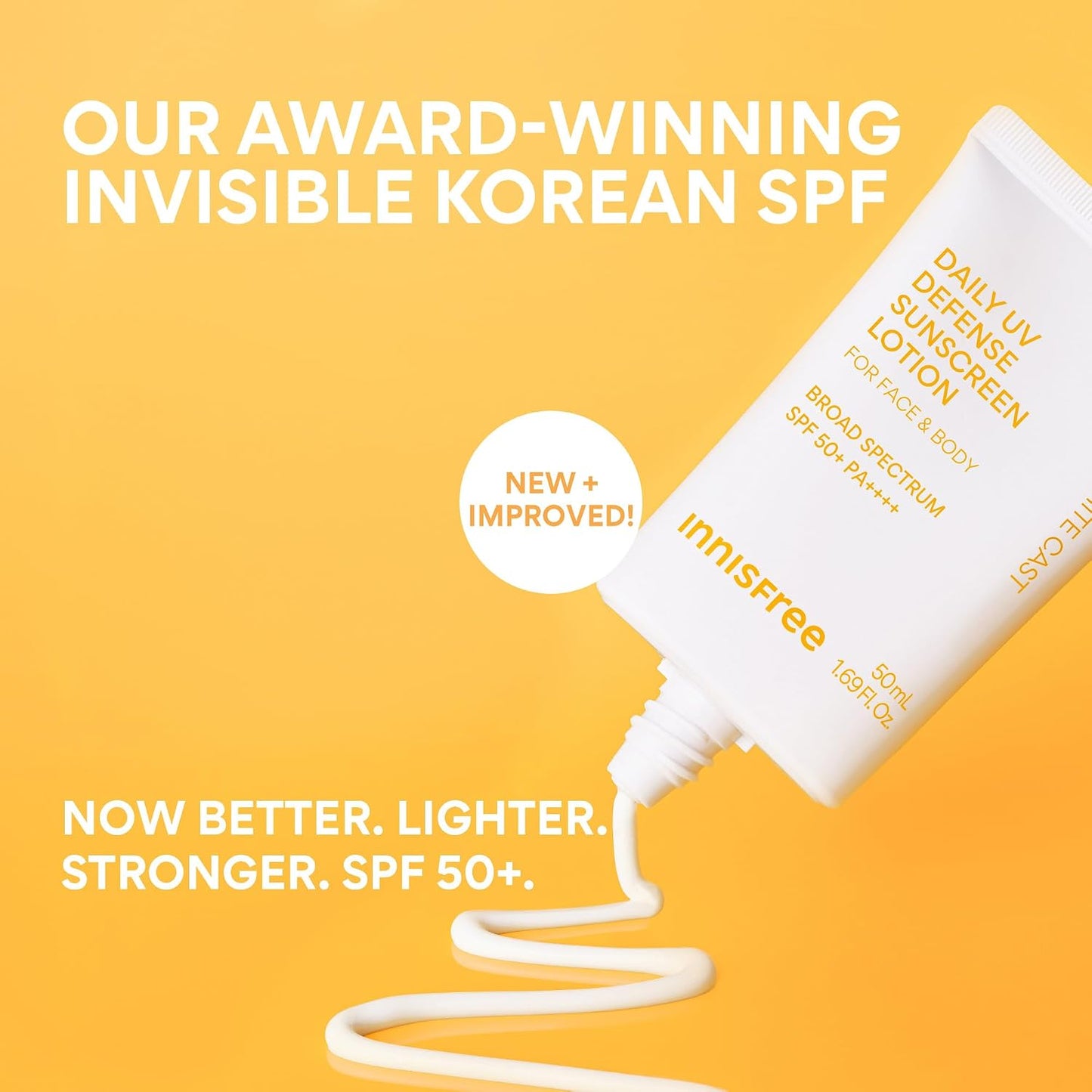 HOTinnisfree Daily UV Defense SPF 50+ PA++++ Korean Face & Body Sunscreen, Broad Spectrum, Invisible Finish, No White Cast, Lightweight, Hydrating