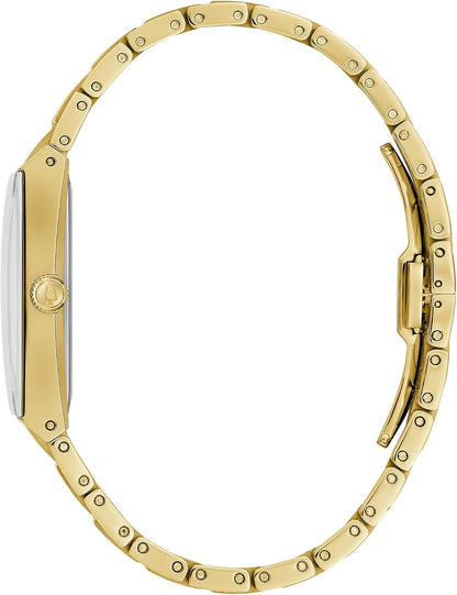 HOTBulova Marc Anthony Mens Modern Quadra Diamond Gold Stainless Steel Watch,Black Dial, Style:97D132
