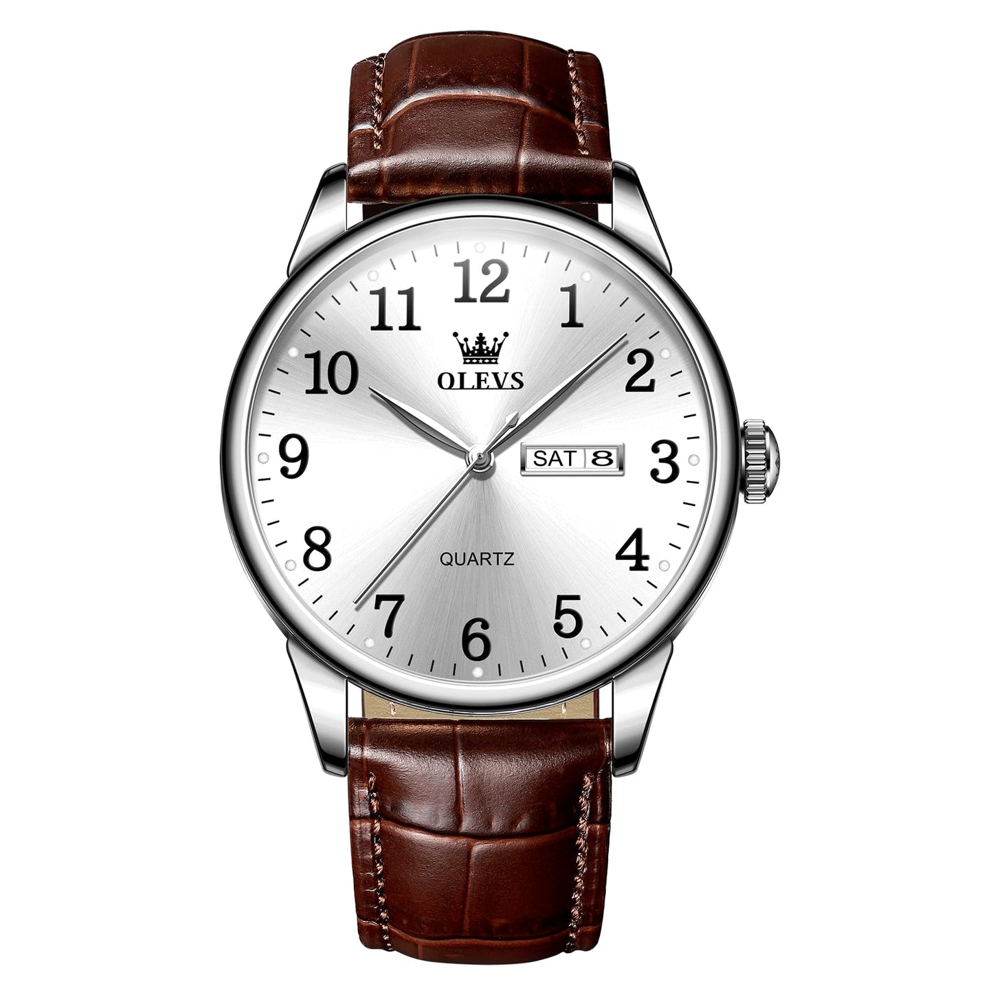 HOTQBAIZI Men's Casual Leather Watch, Easy to Read Three-Hand Analog Stainless Steel Watches for Men, Minimalist Day Date Waterproof Luminous Mens Quartz Wristwatch