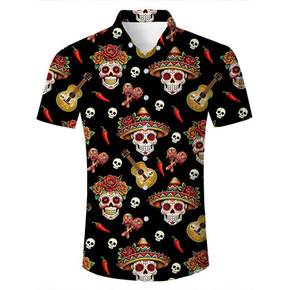 HOTFanient Mens Hawaiian Shirt Summer 3D Print Casual Short Sleeve Button Down Graphic Aloha Dress Shirts