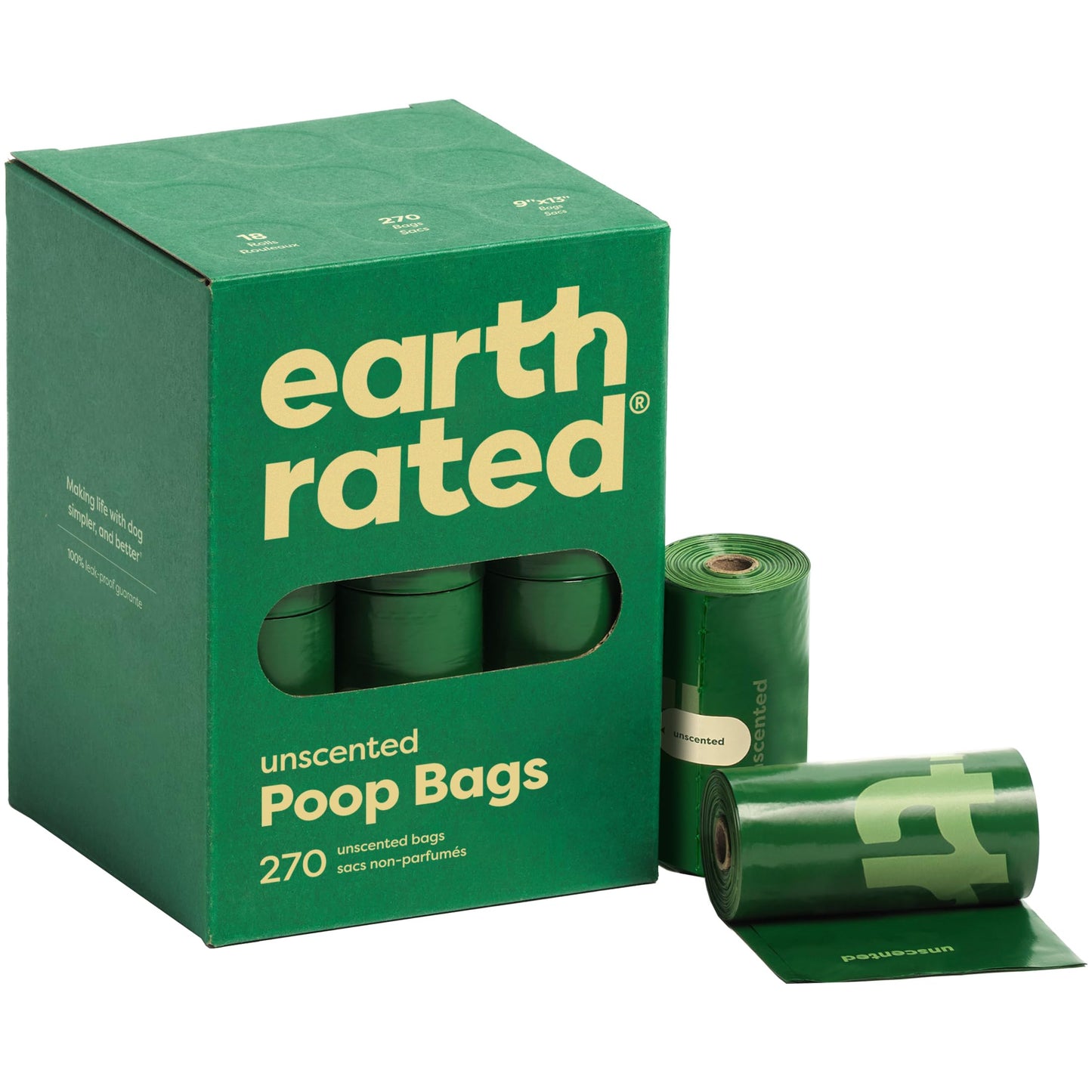 HOTEarth Rated Poop Bags for Dogs, Guaranteed Leak Proof and Extra Thick Waste Bag Refill Rolls, Unscented, 270 Bags