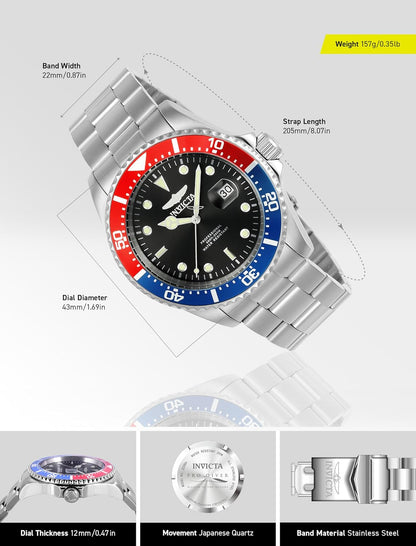 HOTInvicta Men's 22019 Pro Diver Analog Display Quartz Silver Watch