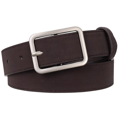 HOTXZQTIVE Women Suede Belts for Women Fashion Leather Belts With Silver Buckle Ladies Waist Belt For Jean Pant Dress