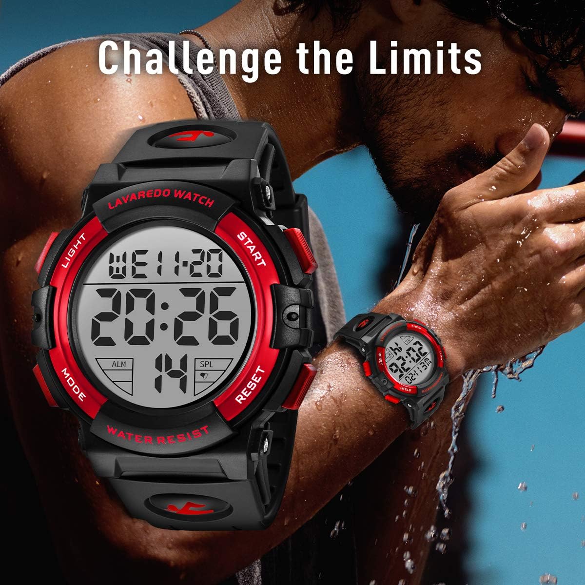 HOTL LAVAREDO Mens Digital Watch Sports Military Watches Waterproof Outdoor Chronograph Wrist Watches for Men with LED Back Ligh/Alarm/Date