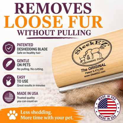 HOTSleekEZ Dog Brush for Shedding | Patented Deshedding Dog Brush | Pet Hair Remover for Short, Medium & Long Coats | Made in USA | 5 Inch